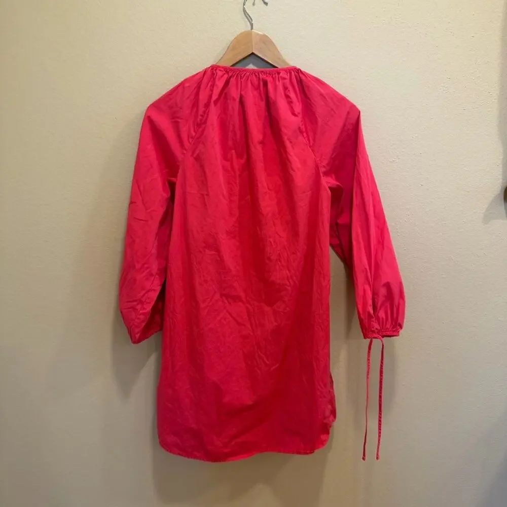 J. Crew Pink Cotton Poplin Long Sleeve Button Front Mini Dress XS